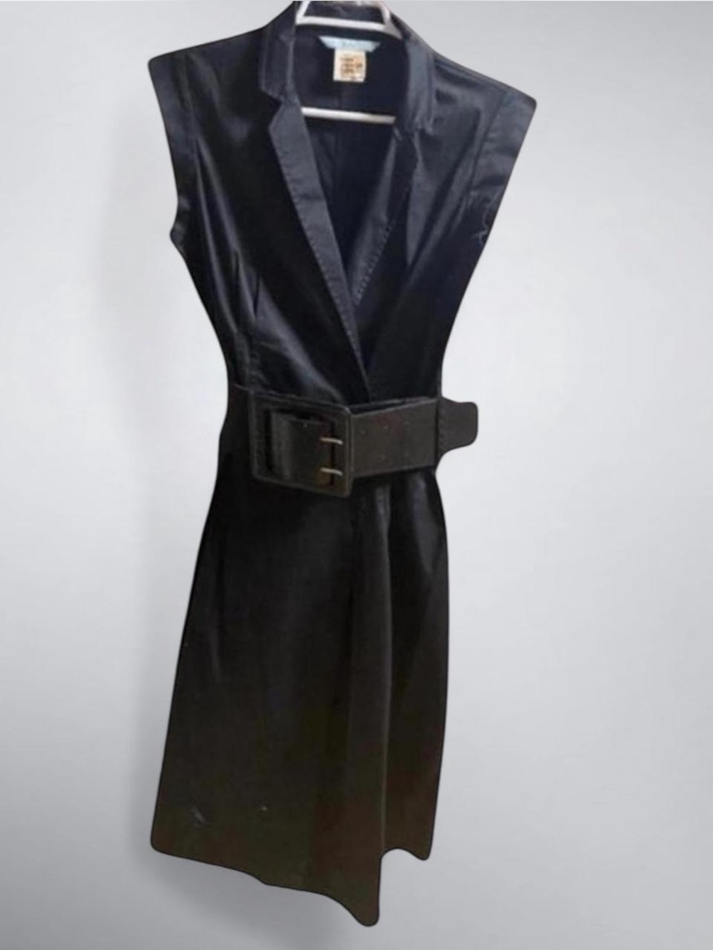 GUESS by Marciano Black V-Neck Collared Sleeveless Belted Wrap Dress Medium